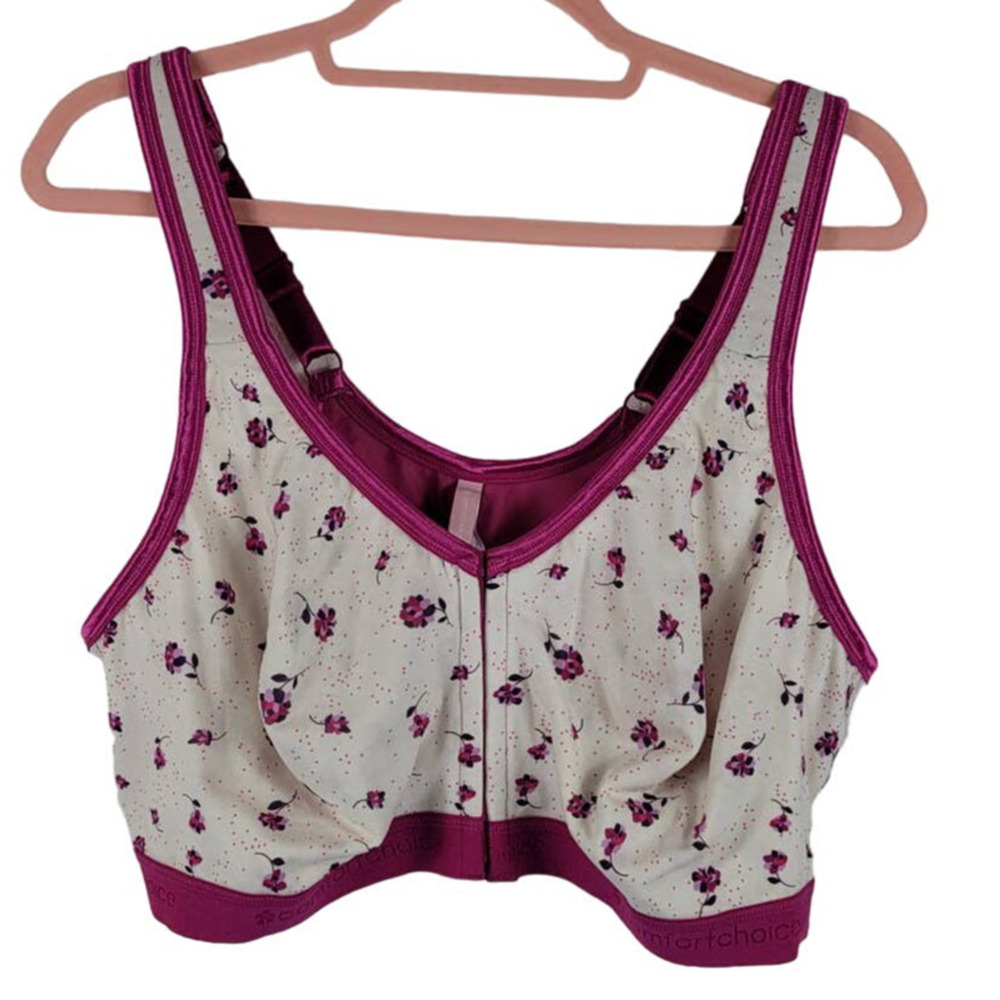 Comfort Choice Pink Floral No Underwire Lounge Women's Bra 54G